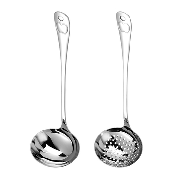 316 nerūdijančio plieno sriubos šaukštas su sieteliu, ilgai rankena – virtuvei, aukštos temperatūros atsparumas, nudegimų apsauga