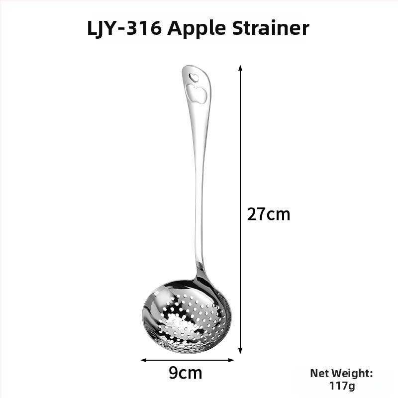 316 nerūdijančio plieno sriubos šaukštas su sieteliu, ilgai rankena – virtuvei, aukštos temperatūros atsparumas, nudegimų apsauga