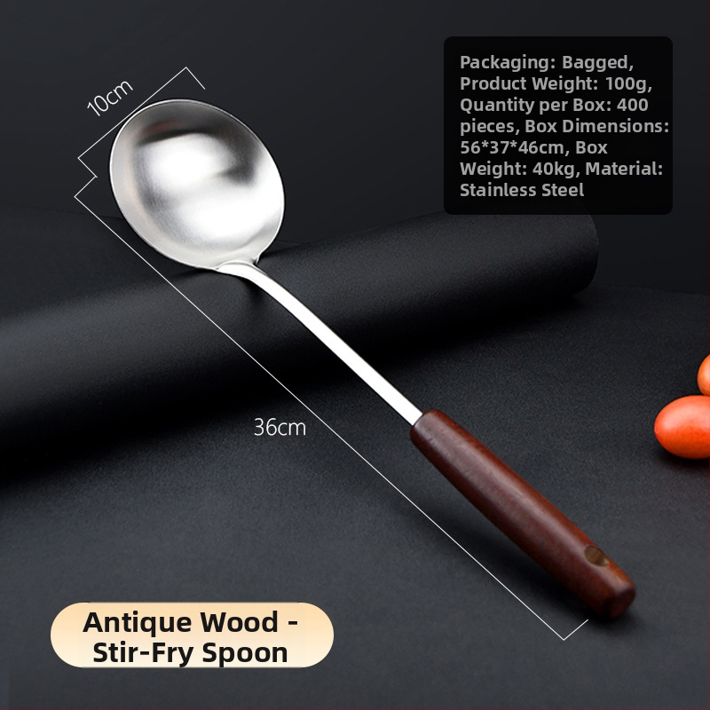 Nerūdijančio plieno spatulių rinkinys su medine rankena — aukštos temperatūros virtuvės įrankiai nelipnioms keptuvėms