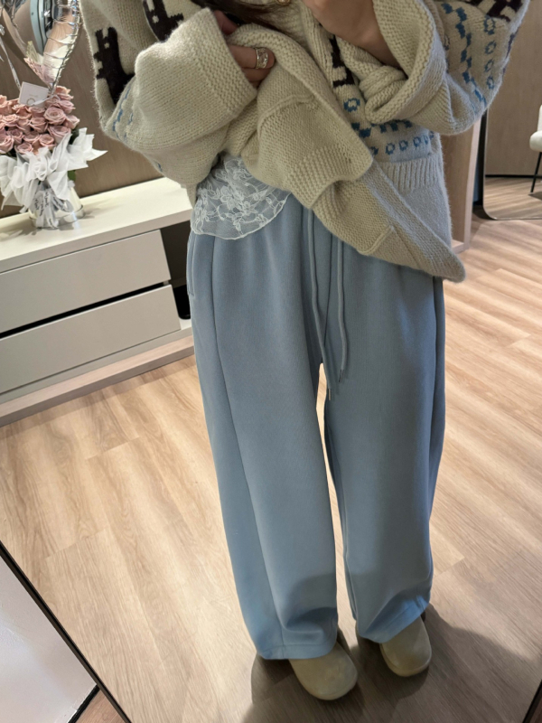 Soft Fufu verzija 25: Jesensko-zimski korejski stil, udobne široke sportske hlače s visokim strukom i debelim fleeceom iznutra