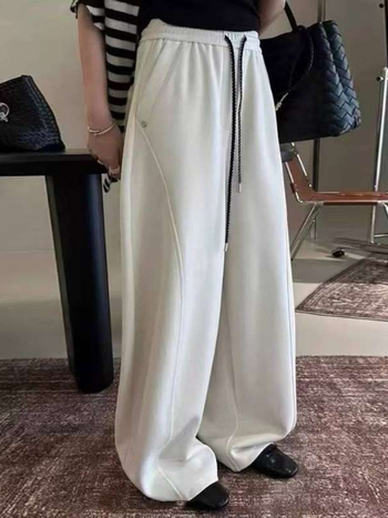 Ženske casual hlače s fleec podstavom, debeli materijal, visok pojas, ravni kroj, dugi hlače (visok pojas, fleec podstava, debeli materijal, ravni kroj, dugi hlače)