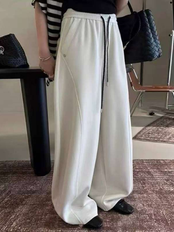 Ženske casual hlače s fleec podstavom, debeli materijal, visok pojas, ravni kroj, dugi hlače (visok pojas, fleec podstava, debeli materijal, ravni kroj, dugi hlače)