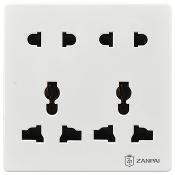 Зан Бранд 86-тип вградена стенна розетка, мултифункционална, с 10 отвора, ток 10 A, напрежение AC250 V, проводник Tin Phosphor Bronze, британски стандарт, монтаж на стена