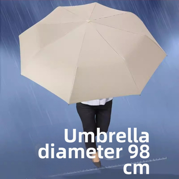 Udas 3 dalių sulankstomas skėtis su 8 šereliais, automatinis atidarymas, plieninis kotas, UPF>50