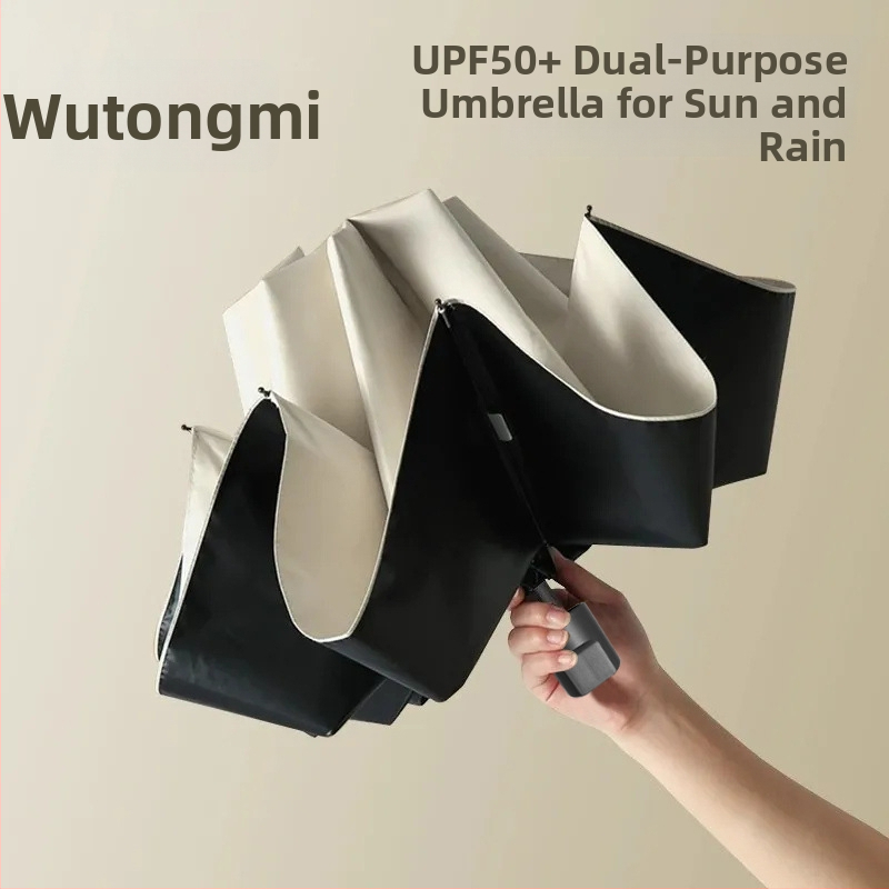 Udas 3 dalių sulankstomas skėtis su 8 šereliais, automatinis atidarymas, plieninis kotas, UPF>50