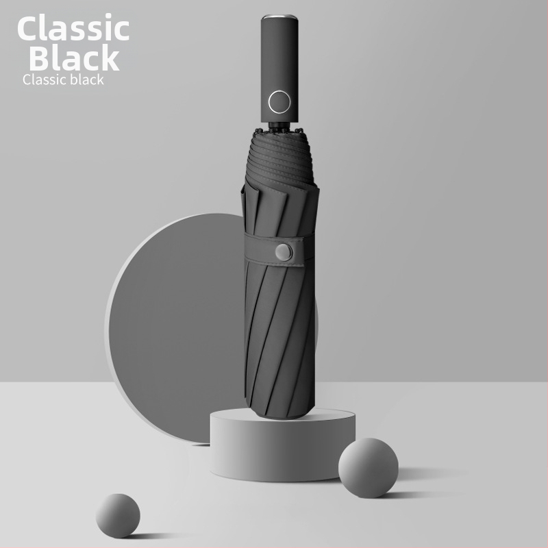 Automatinis sulankstomas skėtis su 10 rėmų, 190T audinys, plieninis strypas, UPF 50+ UV apsauga