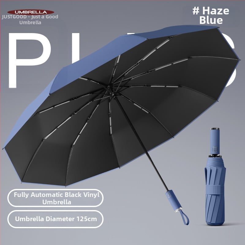 Automatinis sulankstomas skėtis su 10 rėmų, 190T audinys, plieninis strypas, UPF 50+ UV apsauga