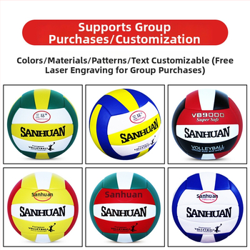 Threehuan PU vidaus treniruočių volejbolis — klijuotos siūlės, standarto Nr.5, dizainas su trim žiedais