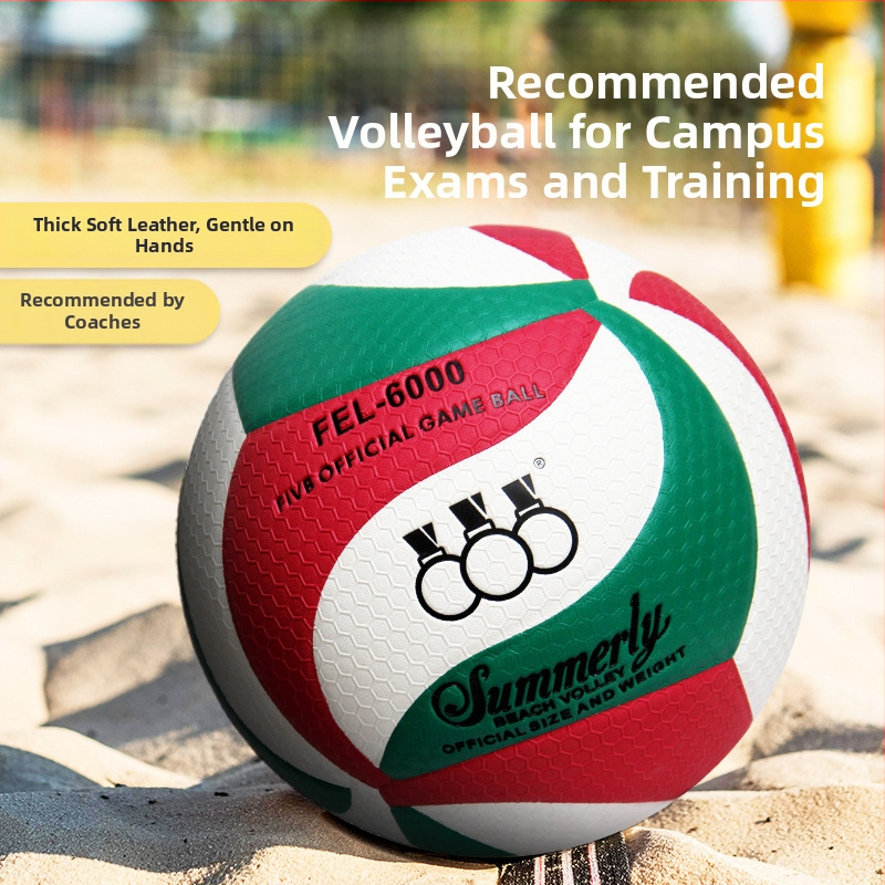 Threehuan PU vidaus treniruočių volejbolis — klijuotos siūlės, standarto Nr.5, dizainas su trim žiedais