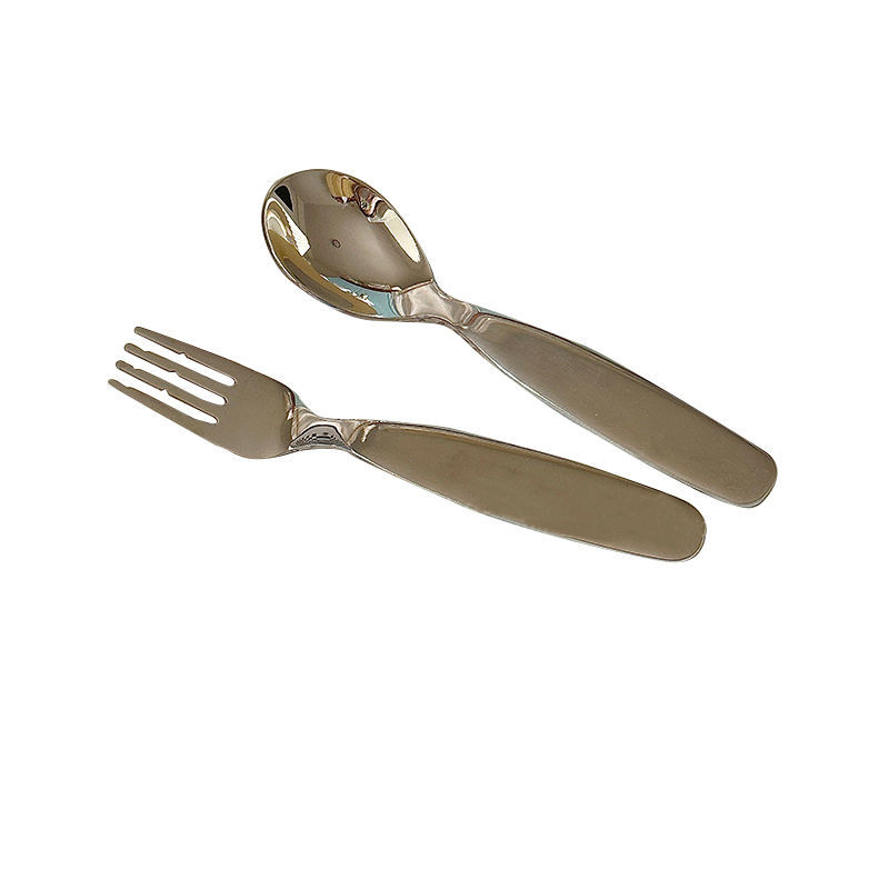 Vaikų šaukštų ir šakutės rinkinys iš nerūdijančio plieno, 410 nerūdijanto plieno, veidrodinis poliravimas, skirtas vaikams nuo 1 iki 5 metų, galima logotipo spausdinimas