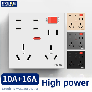 86-tipa sienas montējamais kontaktu panelis ar 12 atverēm, divas strāvas 10A/16A, CE sertifikāts, AC250V, sienas uzstādīšana, piemērots gaisa kondicionieriem, boileriem un virtuvei