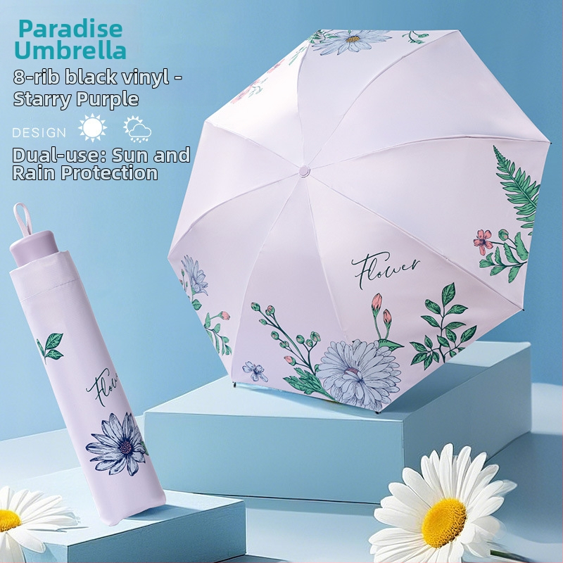 Sulankstomas saulės skėtis UPF50+; 210T poliesterio audinys; 8 plieno rėmai; aliuminio lazda; plieninė rankena