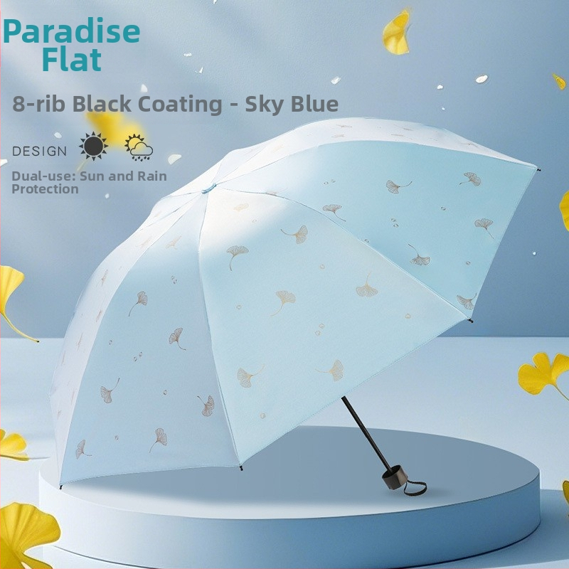 Sulankstomas saulės skėtis UPF50+; 210T poliesterio audinys; 8 plieno rėmai; aliuminio lazda; plieninė rankena