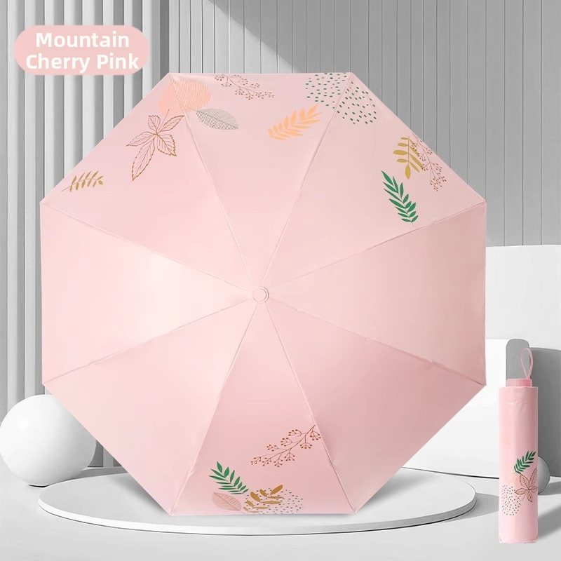 Sulankstomas saulės skėtis UPF50+; 210T poliesterio audinys; 8 plieno rėmai; aliuminio lazda; plieninė rankena