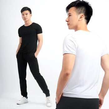 Muška fitness majica kratkih rukava za ljeto, modalna tkanina (viskozna 93%), prozračna, odvodi vlagu, slim fit