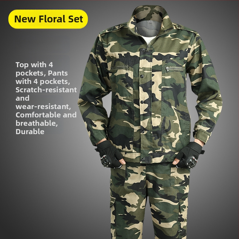 Kamufliažiniai drabužiai lauko veikloms — kvėpuojantis, dėvėjimą atsparus audinys; Kamufliažo raštas; Audinys: cheminiai pluoštai; Sezonai: vasara, pavasaris, ruduo; Suaugusiesiems, unisex; Tinka bėgimui, žygiams, stovyklavimui ir šaudymo sportui.