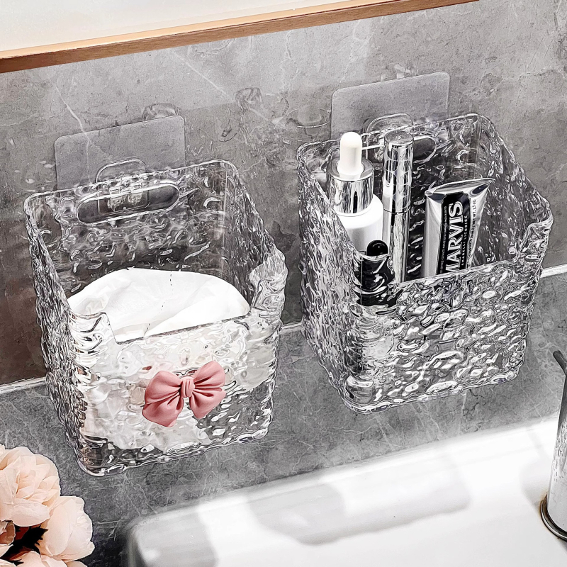 Raft de baie montat pe perete pentru cosmetică și prosoape de față, din plastic, 1 nivel, fără găuri