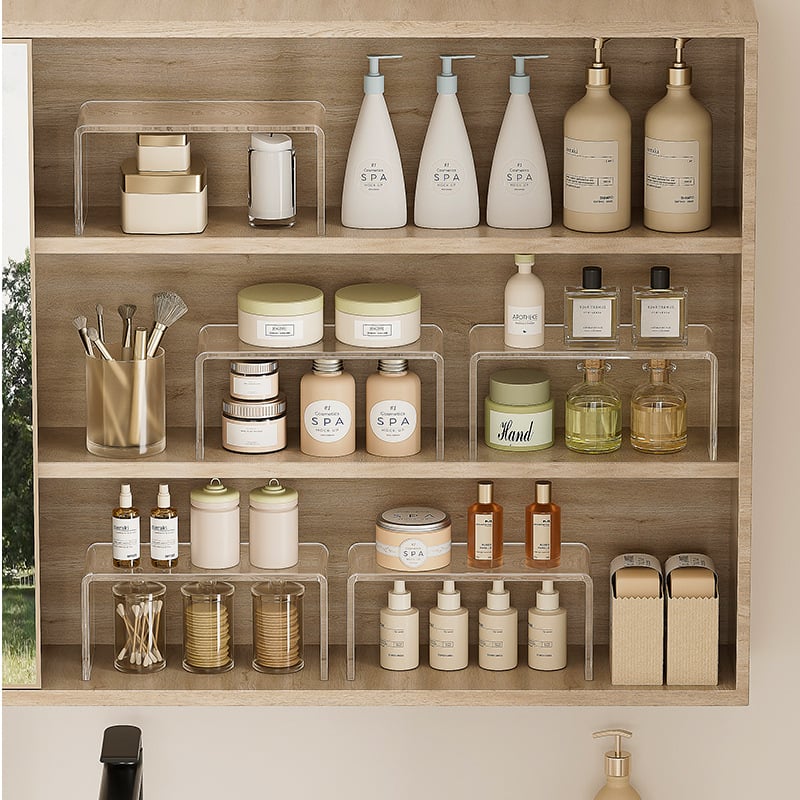 Raft acrilic de birou, spațiu de depozitare transparent, raft de expoziție cu suport pentru pahare, instalare fără montaj, design simplu și modern