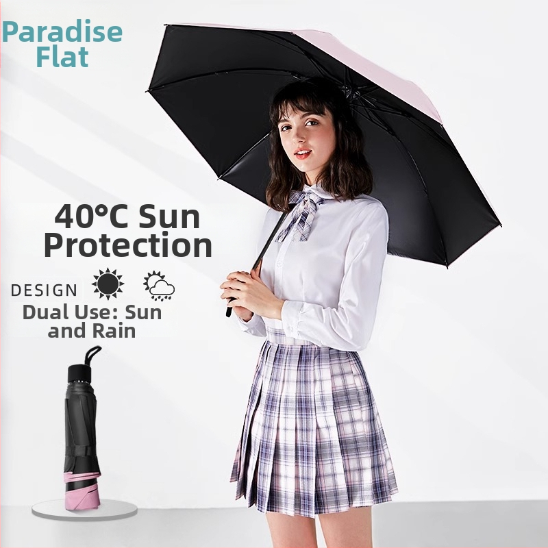 Ομπρέλα ήλιου και βροχής, χειροκίνητη, αναδιπλούμενη, 8 ακτίνες από κράμα, καμβά πολυεστερικός 190T, ατσάλινος σωλήνας, λαβή από καουτσούκ, UPF 50+