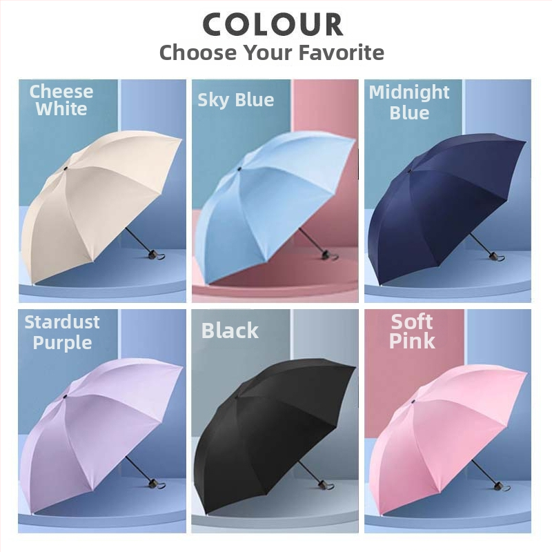 Ομπρέλα ήλιου και βροχής, χειροκίνητη, αναδιπλούμενη, 8 ακτίνες από κράμα, καμβά πολυεστερικός 190T, ατσάλινος σωλήνας, λαβή από καουτσούκ, UPF 50+