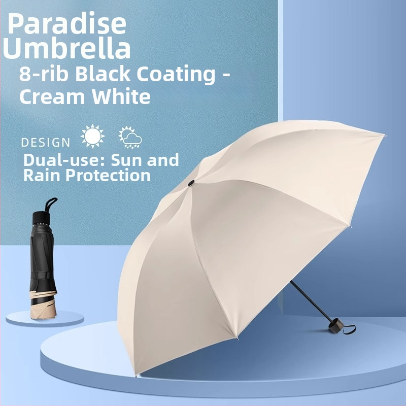 Ομπρέλα ήλιου και βροχής, χειροκίνητη, αναδιπλούμενη, 8 ακτίνες από κράμα, καμβά πολυεστερικός 190T, ατσάλινος σωλήνας, λαβή από καουτσούκ, UPF 50+