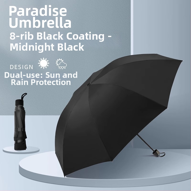 Ομπρέλα ήλιου και βροχής, χειροκίνητη, αναδιπλούμενη, 8 ακτίνες από κράμα, καμβά πολυεστερικός 190T, ατσάλινος σωλήνας, λαβή από καουτσούκ, UPF 50+