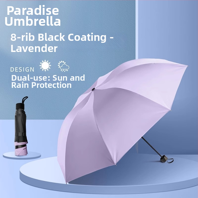 Ομπρέλα ήλιου και βροχής, χειροκίνητη, αναδιπλούμενη, 8 ακτίνες από κράμα, καμβά πολυεστερικός 190T, ατσάλινος σωλήνας, λαβή από καουτσούκ, UPF 50+