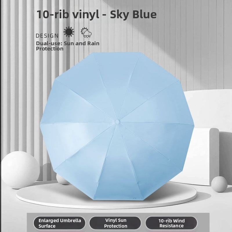 Ομπρέλα ήλιου και βροχής, χειροκίνητη, αναδιπλούμενη, 8 ακτίνες από κράμα, καμβά πολυεστερικός 190T, ατσάλινος σωλήνας, λαβή από καουτσούκ, UPF 50+