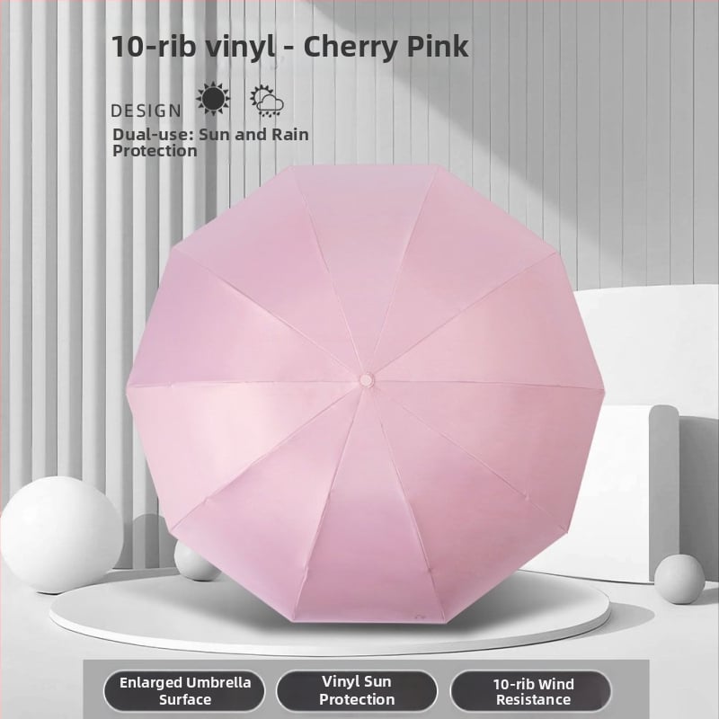 Ομπρέλα ήλιου και βροχής, χειροκίνητη, αναδιπλούμενη, 8 ακτίνες από κράμα, καμβά πολυεστερικός 190T, ατσάλινος σωλήνας, λαβή από καουτσούκ, UPF 50+