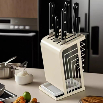 Jane Liya suport pentru cuțite din oțel inoxidabil 304 – organizator de bucătărie fără montaj, design simplu și modern, lansat în 2025