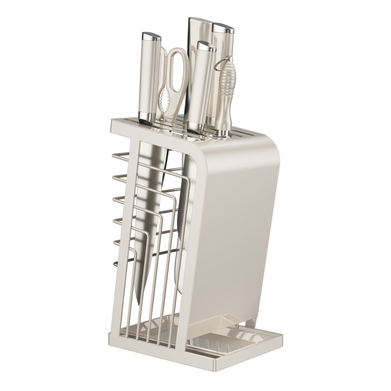 Jane Liya suport pentru cuțite din oțel inoxidabil 304 – organizator de bucătărie fără montaj, design simplu și modern, lansat în 2025