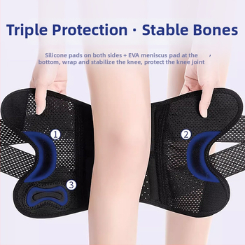 Orteza de genunchi pentru leziuni ale menisciului, adulți, pentru alpinism, alergare și baschet, fibre de poliester, profil subțire