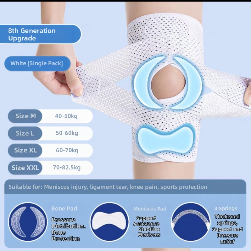 Orteza de genunchi pentru leziuni ale menisciului, adulți, pentru alpinism, alergare și baschet, fibre de poliester, profil subțire