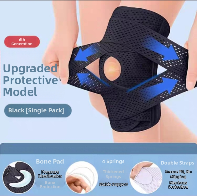 Orteza de genunchi pentru leziuni ale menisciului, adulți, pentru alpinism, alergare și baschet, fibre de poliester, profil subțire