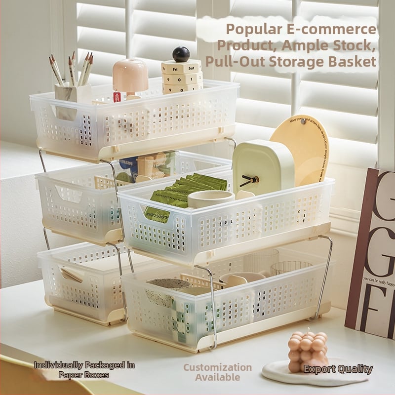 Sklopiva košara za pohranu s izvučnim dizajnom za stol ili studentski dom – PP materijal, retro stil (Model TB-2357 / TB-2477), za knjige, časopise i kablove