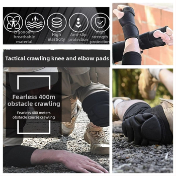 Täiskasvanute põlvesuojad komplekt – paksem treening komplekt taktikaliseks roomamiseks, polüester, 1 kg, matkamine