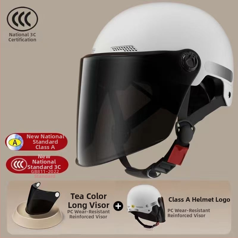 Elektrinio motociklo pusšalmas su saulės apsauga, unisex suaugusiems, retro vasaros dizainas, visoms sezonoms, ABS medžiaga, 3C sertifikatas