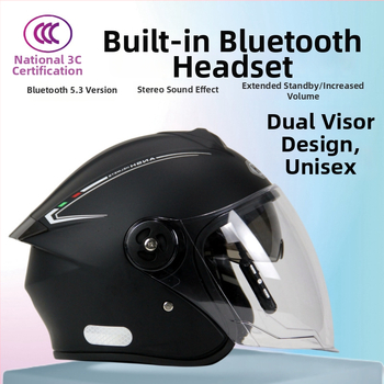 3/4 šalmas elektrinėms transporto priemonėms su įmontuota Bluetooth ausine, universalus, ABS, visoms sezonoms