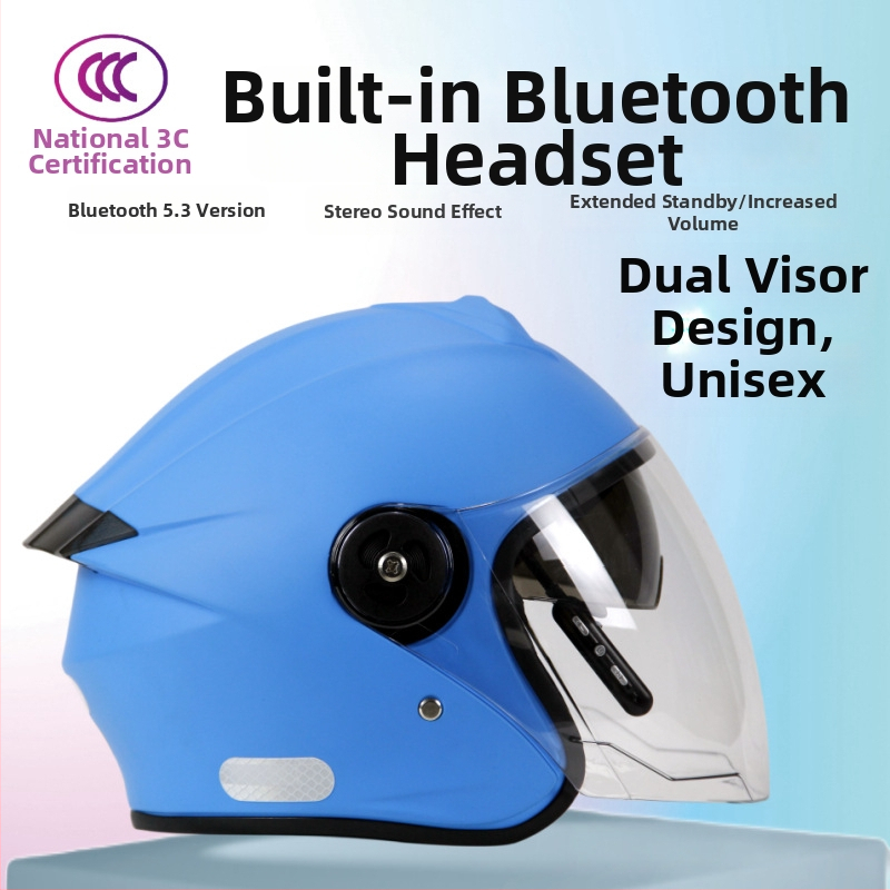 3/4 šalmas elektrinėms transporto priemonėms su įmontuota Bluetooth ausine, universalus, ABS, visoms sezonoms