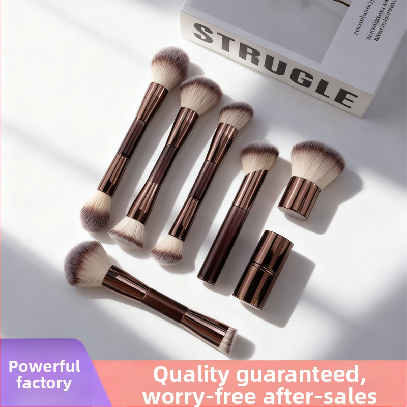 Makeup otu komplekts, 13 gab., divpusējais gals, sintētiskās šķiedras, koka rokturi, pārnēsājams dizains, kopējais garums 20,5 cm