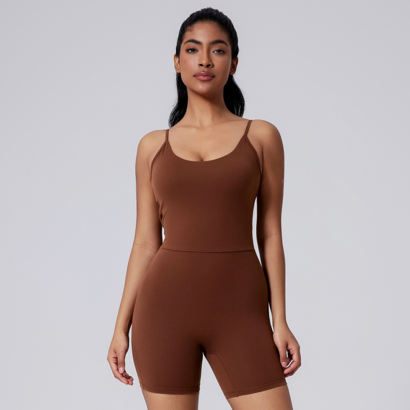 Jogos kombinezonos su šortais sportiniams treniravimui — nailono audinys, sudėtis 78%, krūties pagalvėlės įtrauktos, Cunying / Inch Shadow, pavasaris 2025