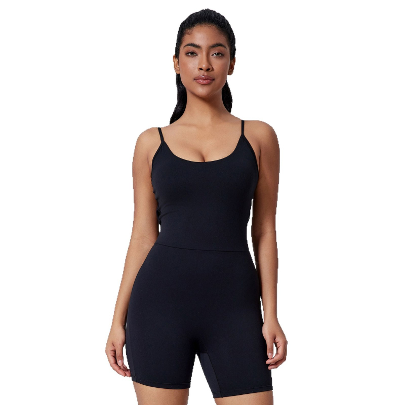 Jogos kombinezonos su šortais sportiniams treniravimui — nailono audinys, sudėtis 78%, krūties pagalvėlės įtrauktos, Cunying / Inch Shadow, pavasaris 2025