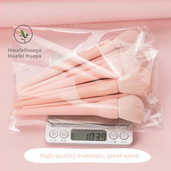 10 šepetėlių makiažui rinkinys su šepetėlių krepšeliu, nailono šereliai, plastikinės rankenos