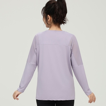 Ženski mrežasti fitness top - brzo sušenje, dugi rukav, 88% poliester, 12% spandex, za trčanje i jogu