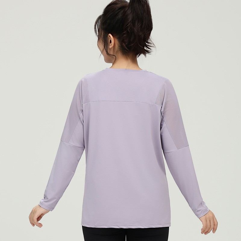 Ženski mrežasti fitness top - brzo sušenje, dugi rukav, 88% poliester, 12% spandex, za trčanje i jogu