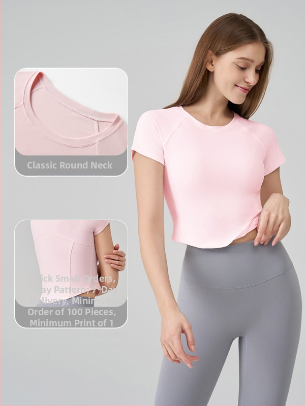 Ženský športový top SNU Naked-Feel, úzky strih – krátke rukávy, dĺžka do pása, zmes Nylon 91% Spandex 9%, pre beh, fitness a jogu