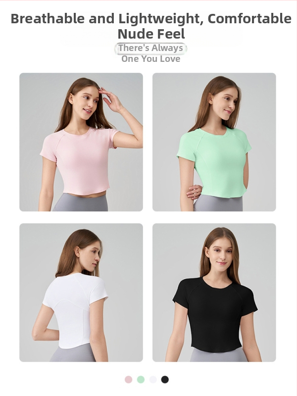 Ženský športový top SNU Naked-Feel, úzky strih – krátke rukávy, dĺžka do pása, zmes Nylon 91% Spandex 9%, pre beh, fitness a jogu