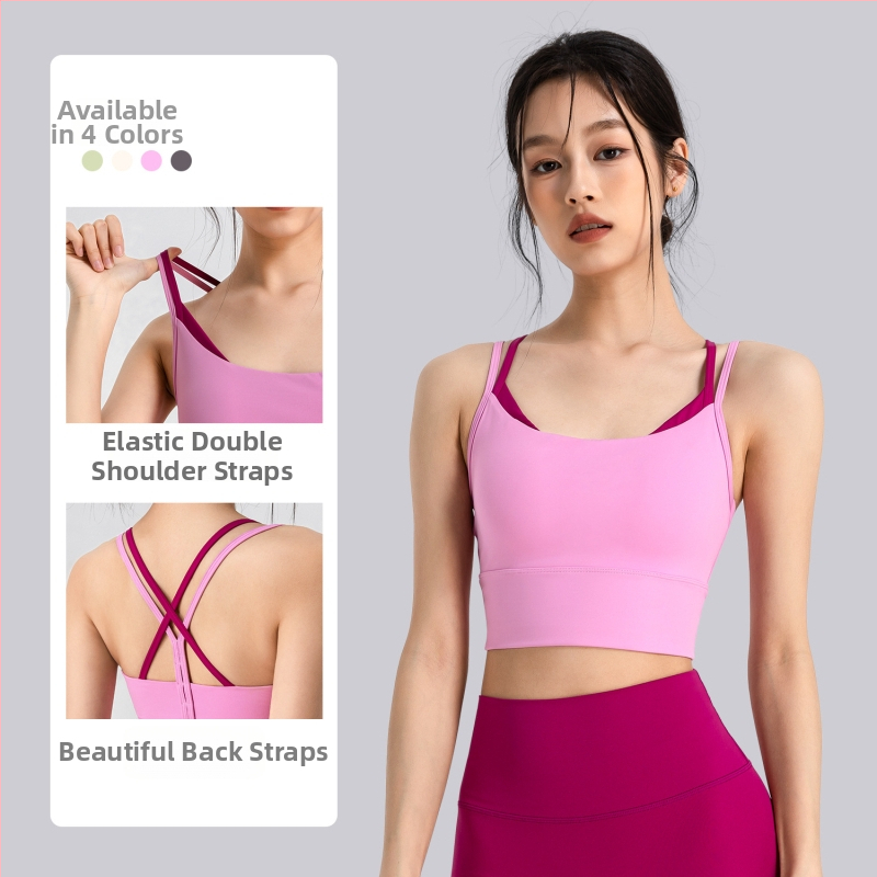 Viengabala sieviešu sporta krūšturis ar fiksētām dubultajām plecu siksnām, 3/4 kauss, veidots kauss ar plānu augšu un biezāku apakšu, materiāls neilons/spandekss 75/25, odere spandekss 25%.