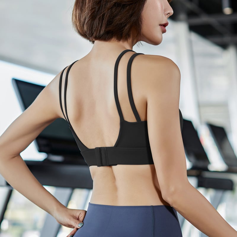 Sporta krūšturis ar fiksētiem dubultajiem siksniņām – pilna krūšu kauss, plāni formēti kausi, viengabala gluds dizains, poliestera-elastāna maisījums