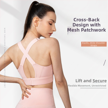 Sporta krūšturis ar pilnām krūšu kaļām, noņemamās lencītes, aizmugurē trīs rindu āķis, galvenā auduma sastāvs: neilons ar spandeksu; piemērots skriešanai un fitnesam.